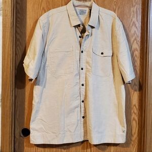 Jeremiah Kenton slub oxford shirt khaki linen blend size XL